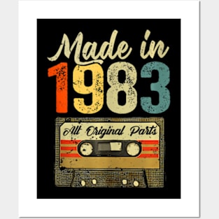 40Th Birthday Gift Vintage Made In 1983 Cassette 40 Year Old Posters and Art